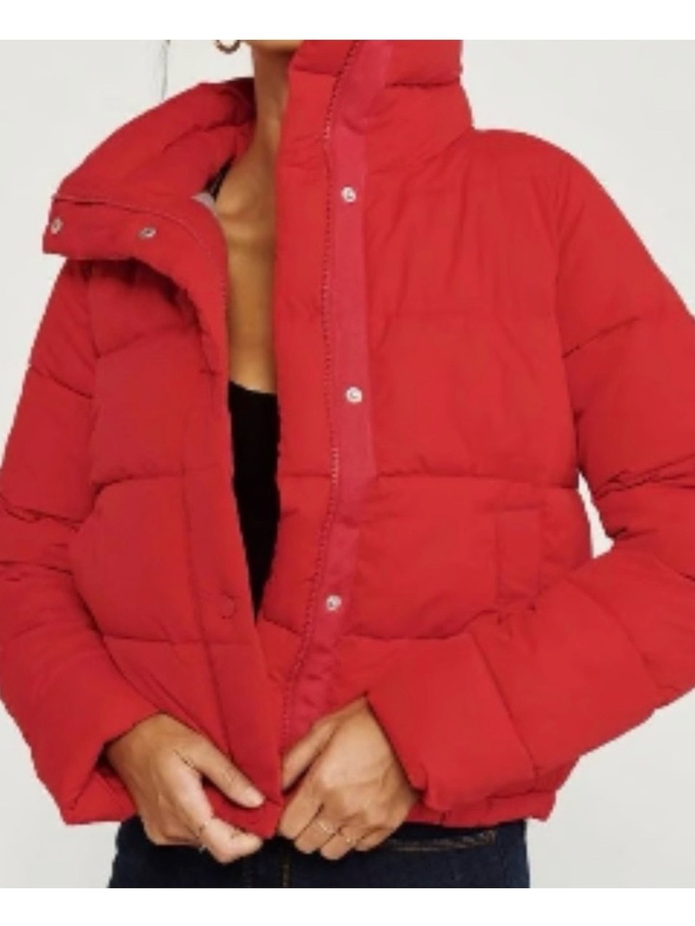 Abercrombie & Fitch Red Quilted Puffer Jacket